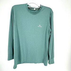 Rip Curl Long Sleeve Sun Tee Medium UPF50 Performance Green Rashguard Shirt Swim